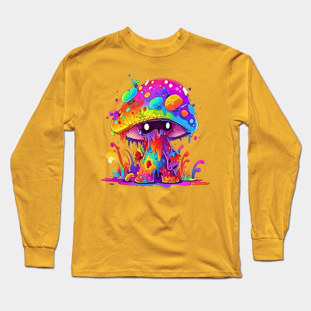 Rainbow Mushroom Long Sleeve T-Shirt by Thoru.Art